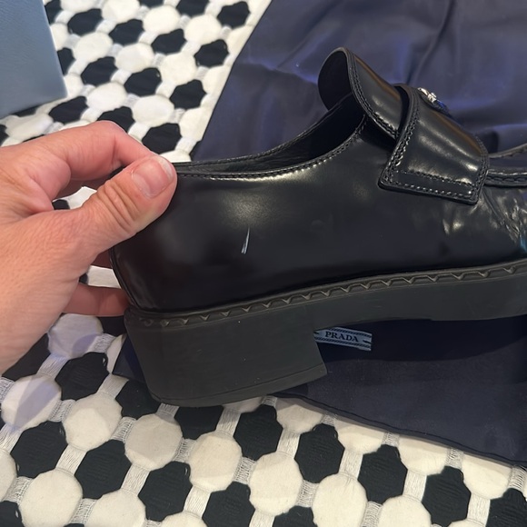 Prada Leather Triangle Logo Loafers Black 37 - Picture 10 of 12